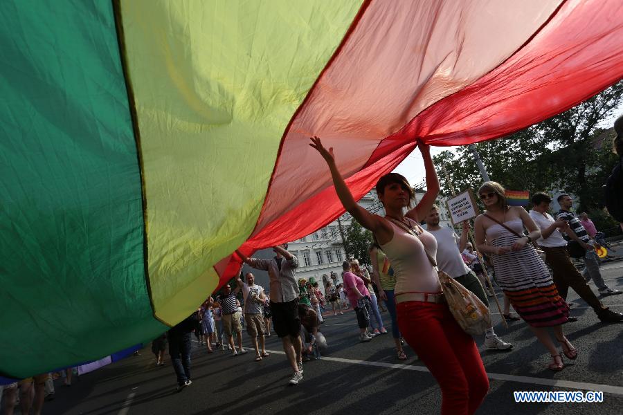 Gay Pride Parade held in Budapest, Hungary