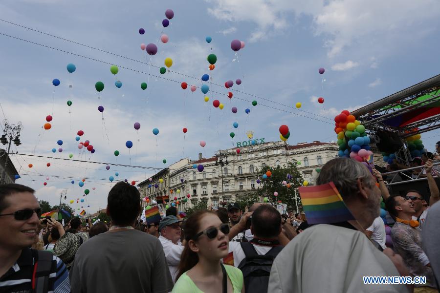 Gay Pride Parade held in Budapest, Hungary