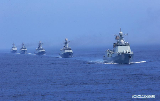 Chinese naval Shijiazhuang guided-missile destroyer attends the 'Joint Sea-2013' drill at Peter the Great Bay in Russia, July 10, 2013. The 'Joint Sea-2013' drill participated by Chinese and Russian warships concluded here on Wednesday. [Photo/Xinhua] 