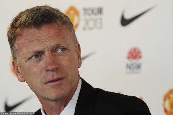 Manchester United manager David Moyles at a news conference in Sydney, Australia on July 14, 2013.