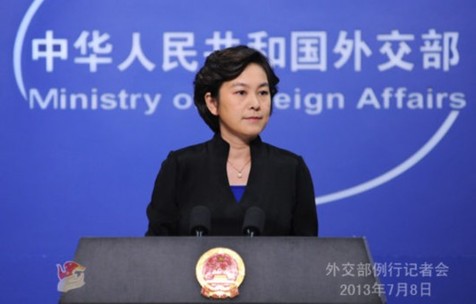 Foreign Ministry spokeswoman Hua Chunying says China is dissatisfied with the refusal to continue diplomatic negotiations. 