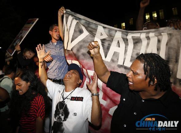 Protesters take to streets to show their disappointment with the verdict of George Zimmerman. 