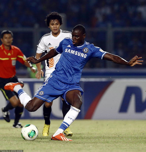 Demba Ba of Chelsea in action during the match between Chelsea and Indonesia All Stars at Gelora Bung Karno Stadium on July 25, 2013 in Jakarta, Indonesia.