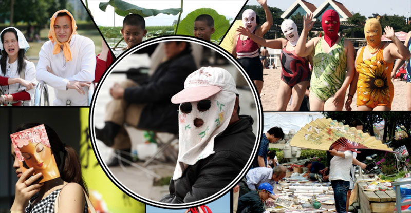 The series of photos show how Chinese people prevent themselves from sunshine. [Photo/Xinhua]
