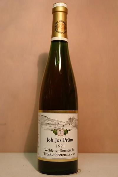 Joh. Jos. Prum Wehlener Sonnenuhr Riesling Trockenbeerenauslese, one of the 'top 10 most expensive wines in the world' by China.org.cn.