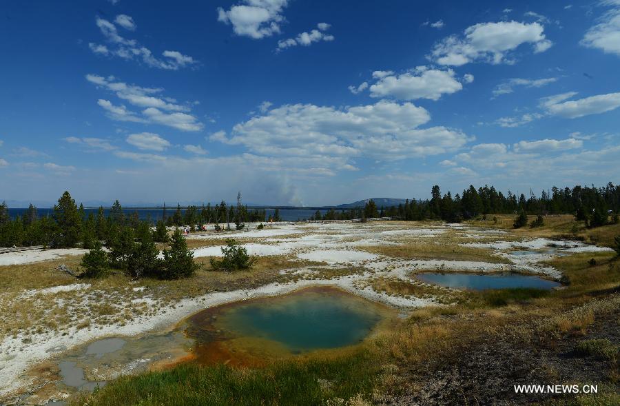 Photo taken on Aug. 17, 2013 shows the scenery of West Thumb in Yellowstone National Park, the United States.