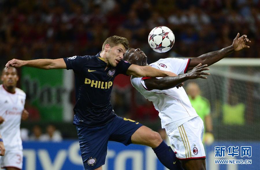 Balotelli tries to control the ball. 