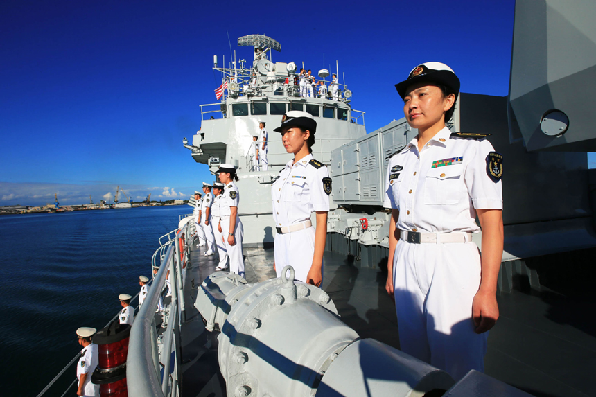 Chinese naval vessels arrived in Hawaii on Friday to join a search-and-rescue exercise with the U.S. Navy. [Photo/Xinhua]