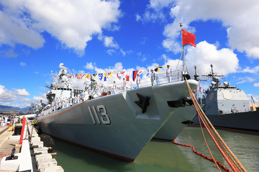 Chinese naval vessels arrived in Hawaii on Friday to join a search-and-rescue exercise with the U.S. Navy. [Photo/Xinhua]