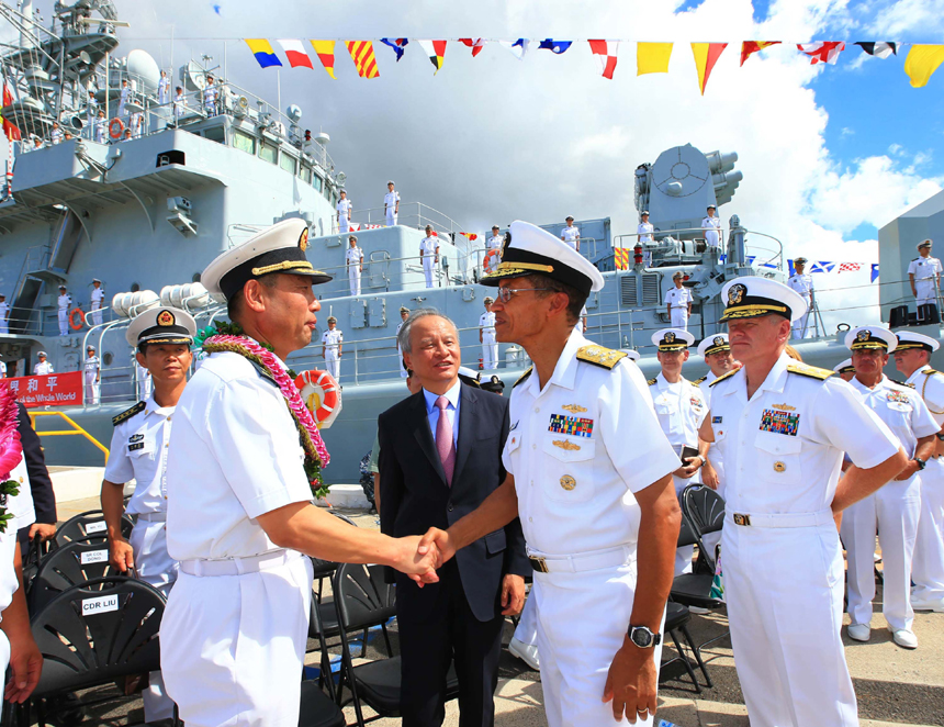 Chinese naval vessels arrived in Hawaii on Friday to join a search-and-rescue exercise with the U.S. Navy. [Photo/Xinhua]