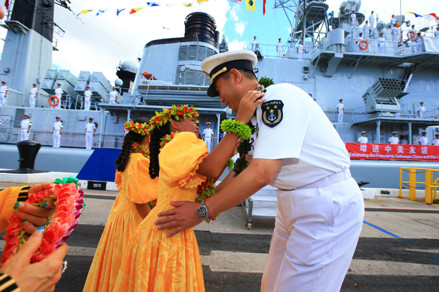 Chinese naval vessels arrived in Hawaii on Friday to join a search-and-rescue exercise with the U.S. Navy. [Photo/Xinhua]