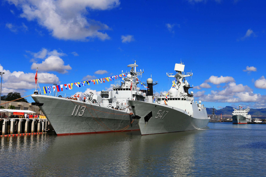 Chinese naval vessels arrived in Hawaii on Friday to join a search-and-rescue exercise with the U.S. Navy. [Photo/Xinhua]