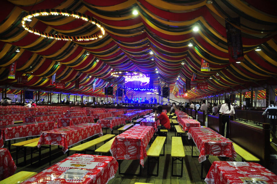 The Munich Oktoberfest started its first-ever tour of Beijing at the Beijing Olympic Park on September 6, 2013. The festival, which will run until September 21, wows beer lovers with a full range of authentic traditional beers and food from Germany.