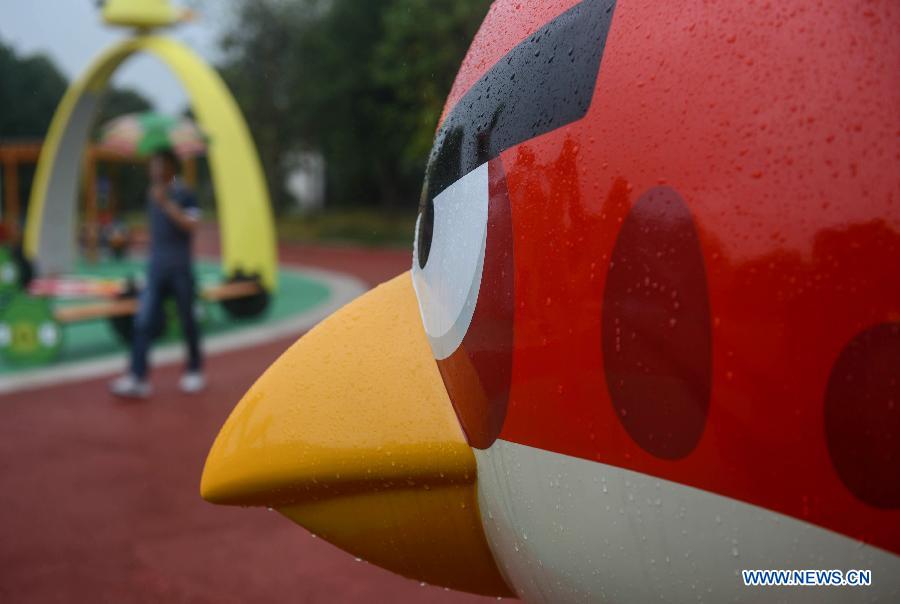 Photo taken on Sept. 7, 2013 shows the newly-built Angry Birds theme park in Haining, east China's Zhejiang Province. The Angry Birds theme park, the first of its kind in China, underwent a soft opening on Saturday and is expected to officially open to the public in October. Angry Birds, created by the Finland-based Rovio Entertainment, is a popular game for smartphones and tablet computers. (Xinhua/Han Chuanhao) 