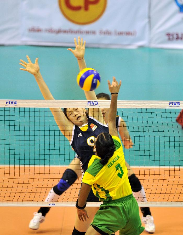  Defending champions China beat India 3-0 at 17th Asian Senior Women's Volleyball Championship at Chatchai Hall on Sep. 15, 2013.