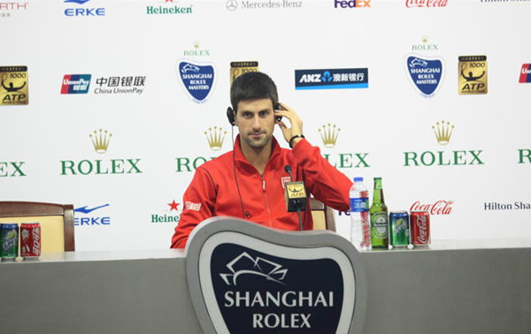  Djokovic at the press conference.