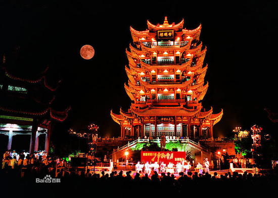 Yellow Crane Tower, one of the 'top 10 attractions in Wuhan, China' by China.org.cn.