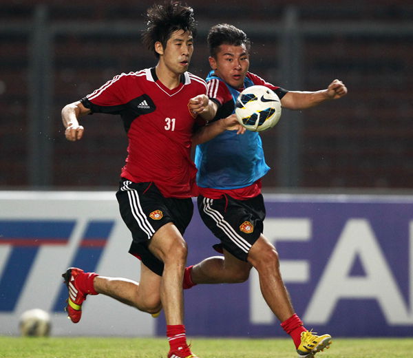 Players of China trained ahead of 2015 Asian Cup qualifier against Indonsia.