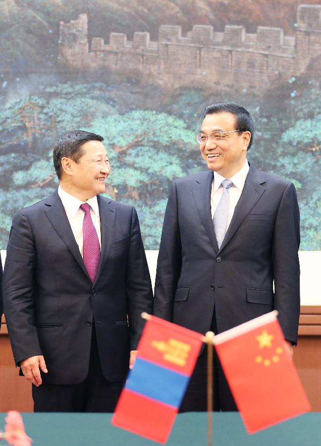 CHINA-BEIJING-LI KEQIANG-MONGOLIAN PM-SIGNING CEREMONY (CN) 