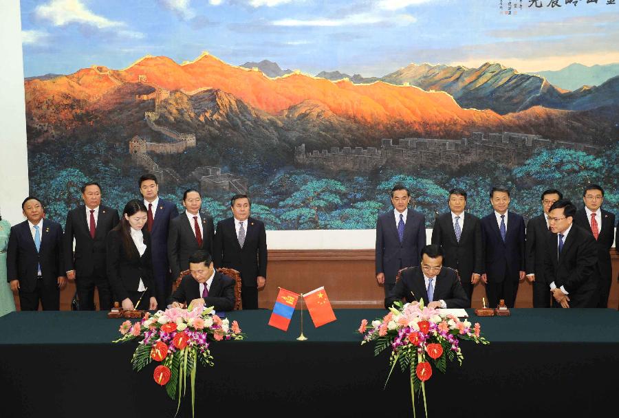 CHINA-BEIJING-LI KEQIANG-MONGOLIAN PM-SIGNING CEREMONY (CN) 