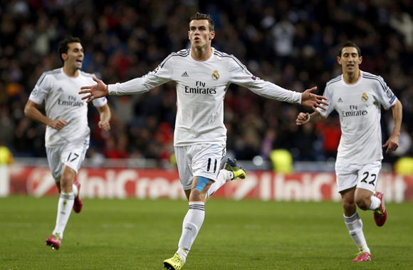  Gareth Bale celebrates the opening goal.