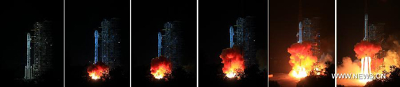 The Long March-3B carrier rocket carrying China's Chang'e-3 lunar probe blasts off from the launch pad at Xichang Satellite Launch Center, southwest China's Sichuan Province, Dec. 2, 2013. It will be the first time for China to send a spacecraft to soft land on the surface of an extraterrestrial body, where it will conduct surveys on the moon. 