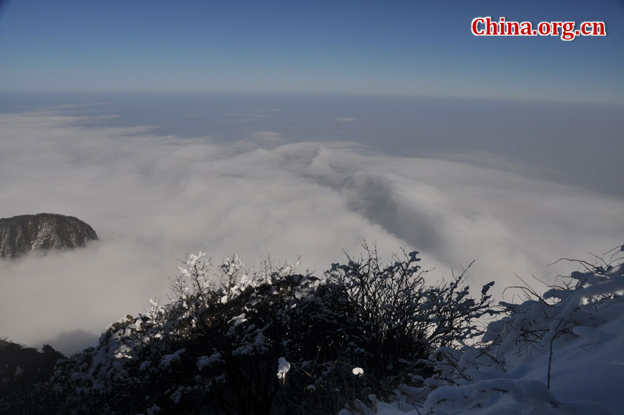 峨眉山以多雾著称，常年云雾缭绕，雨丝霏霏。弥漫山间的云雾，变化万千，把峨眉山装点得婀娜多姿，犹如仙境一般。[中国网 陈祥昭 摄]