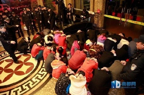 Police in Dongguan in south China's Guangdong province have arrested 67 people for being involved in prostitution rackets. The police made the arrests acting on a report that appeared on China Central Television that purported to show some hotels in the area involved in the sex trade.