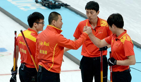 In the curling, Chinese men's team reaches the semifinals after edging out Great Britain. 