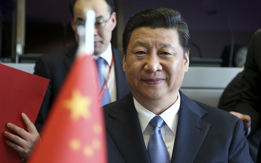 Chinese President Xi Jinping attends a meeting at the European Commission headquarters in Brussels March 31, 2014. [Photo/China Daily via agencies] 
