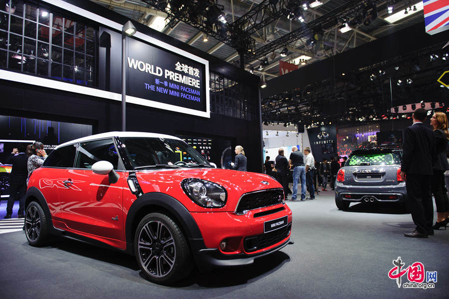 A Mini Paceman is on display at Beijing&apos;s International Exhibition Center on Saturday, April 20, 2014. The 2014 Beijing International Automotive Exhibition in Beijing, China, April 20, 2014. The auto show will be held on April 21-29, attracting over 2,000 exhibitors from 14 countries and regions. [Photo by Chen Boyuan / China.org.cn]