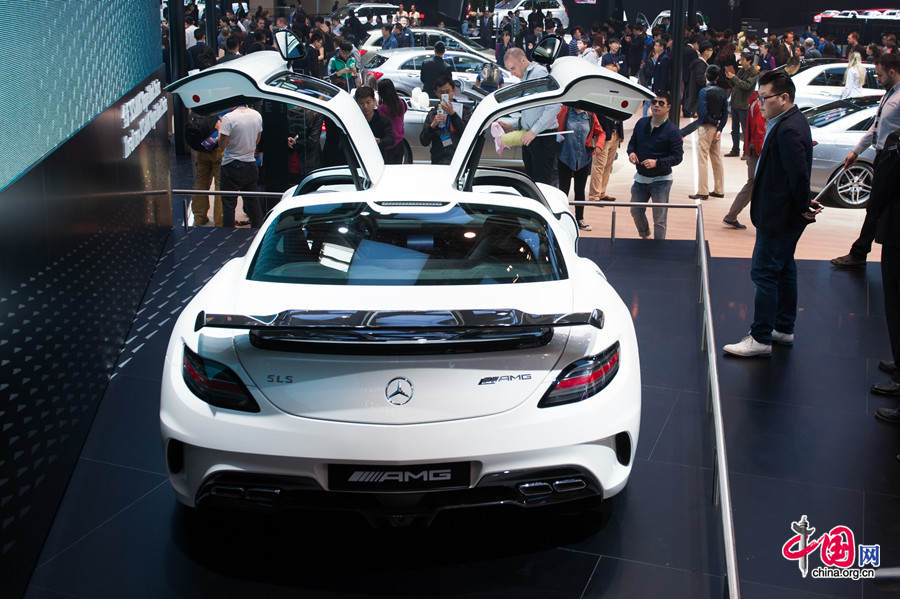A Mercedes-Benz AMG is on display at Beijing&apos;s International Exhibition Center on Saturday, April 20, 2014. The 2014 Beijing International Automotive Exhibition in Beijing, China, April 20, 2014. The auto show will be held on April 21-29, attracting over 2,000 exhibitors from 14 countries and regions. [Photo by Chen Boyuan / China.org.cn]