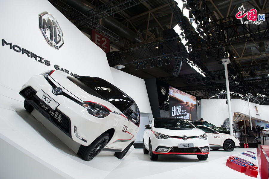 The 2014 Beijing International Automotive Exhibition in Beijing, China, April 20, 2014. The auto show will be held on April 21-29, attracting over 2,000 exhibitors from 14 countries and regions. [Photo by Chen Boyuan / China.org.cn]