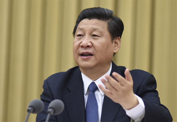 Chinese President Xi Jinping, also general secretary of the Communist Party of China (CPC) Central Committee and chairman of the Central Military Commission, addresses the second central work conference on the development and stability of northwest China's Xinjiang Uygur Autonomous Region, in Beijing, May 28, 2014. [Photo/Xinhua] 