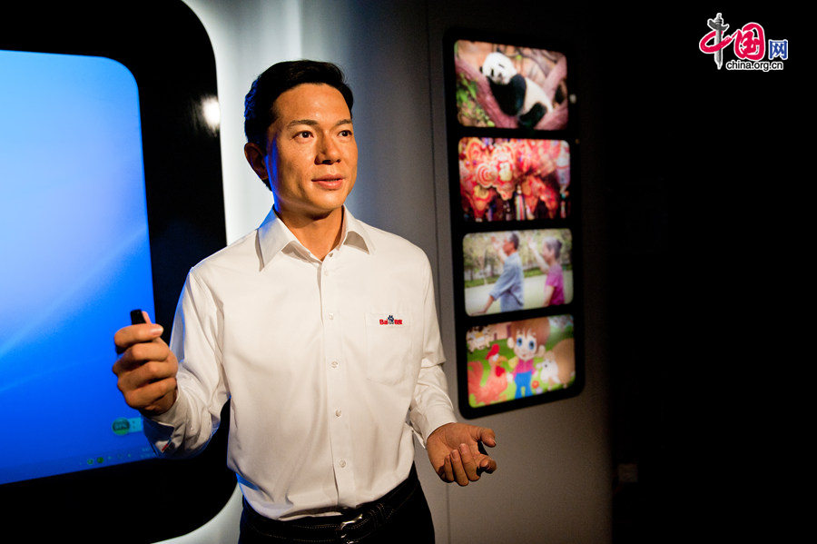 A wax figure of Li Yanhong (Robin Li), founder of Baidu, is on display at Madame Tussauds Beijing on Thursday. The wax museum will be officially open to public on May 31, 2014. [Photo by Chen Boyuan / China.org.cn]