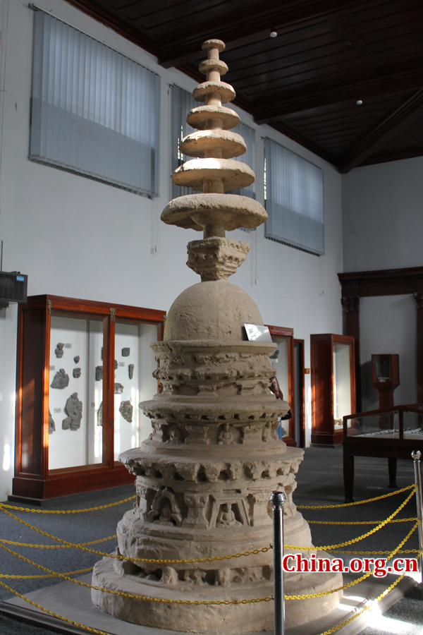 Cast of a stupa excavated from Mohra Moradu Monastery [By Li Shen/China.org.cn] 