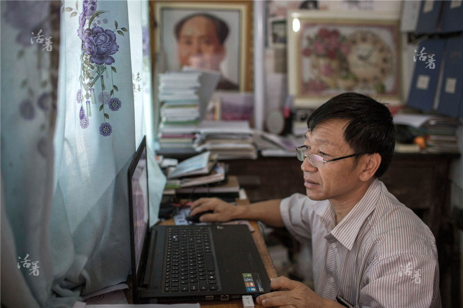 Xiong Chaogui is categorizing material in his office. Since he is the only person who knows how to operate the computer software, he has to handle many tasks. Because of the busy daily routines and limited time, he only teaches math to the six-grade students.