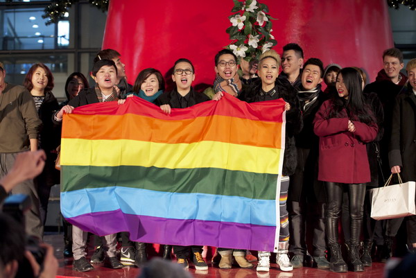 This May 2014 file photo shows gay social groups attending gatherings in Shanghai, which has witnessed an increasingly open gay subculture. Photo provided to China Daily
