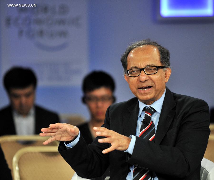 Kaushik Basu, chief economist and senior vice-president of the World Bank, speaks during the Annual Meeting of the New Champions 2014, also known as the Summer Davos forum, in Tianjin, north China, Sept. 11, 2014. [Photo: Xinhua] 