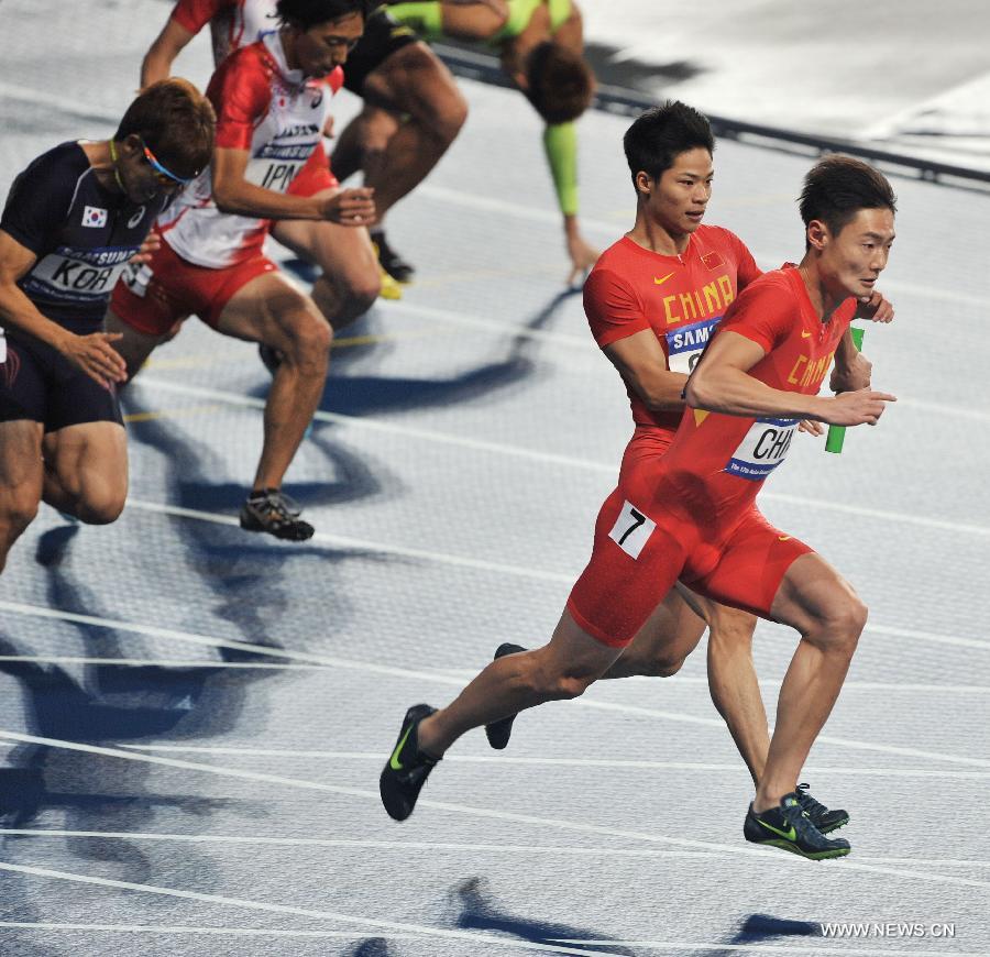 China titles men&apos;s 4X100 relay at Asian Games