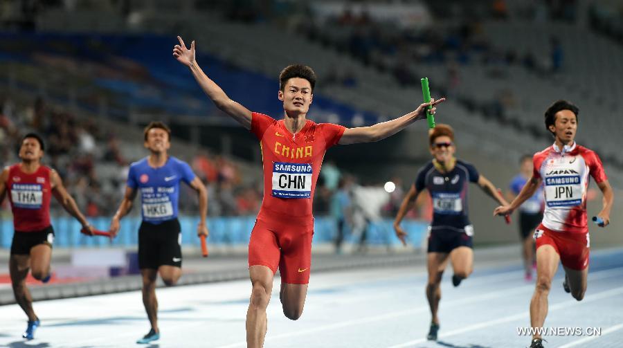 China titles men&apos;s 4X100 relay at Asian Games