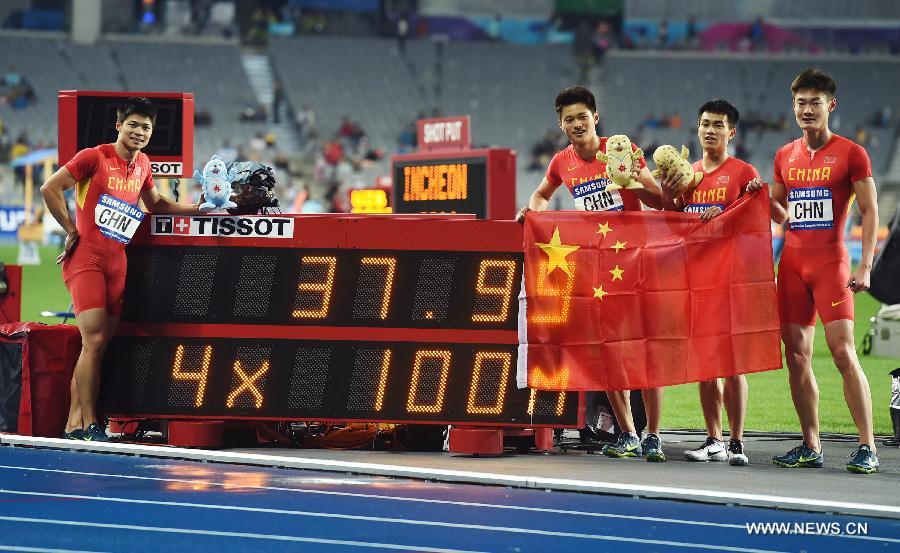 China titles men&apos;s 4X100 relay at Asian Games