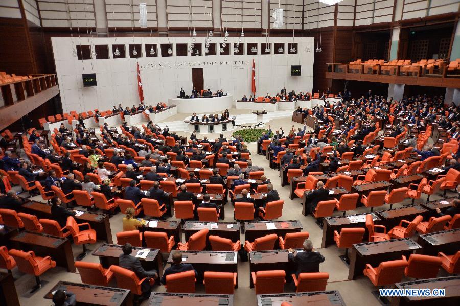 The Turkish parliament on Thursday passed a motion to authorize cross-border military actions in neighboring Syria and Iraq to fight terrorist groups.