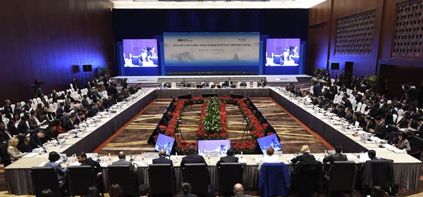 The Asia-Pacific Economic Cooperation (APEC) 2014 Concluding Senior Officials Meeting (CSOM) is held at China National Convention Center in Beijing, capital of China, Nov 5, 2014. The APEC 2014 CSOM will be held here from Nov 5 to 6. [Photo/Xinhua]