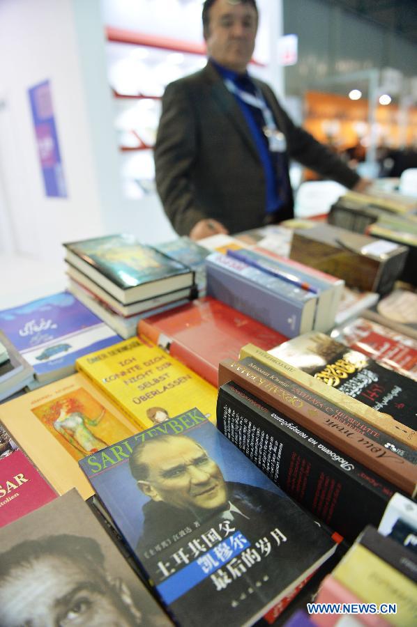 A Chinese version of the Turkish book is showed in a Turkish publisher booth in the 33rd International Istanbul Book Fair in Istanbul, Turkey on Nov. 8, 2014.