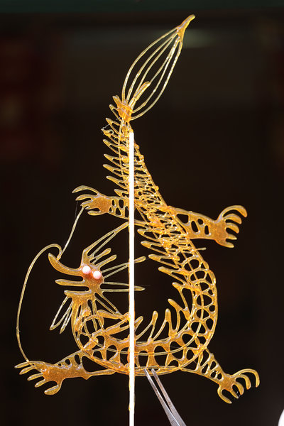 A sugar art work by Liu Shengli in Zhengzhou, Henan province, Nov 13, 2014.