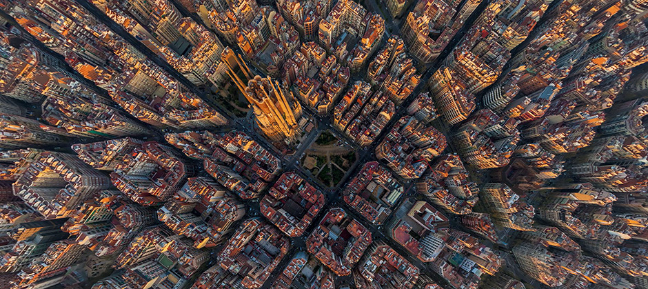 An aerial view of Barcelona,Spain 