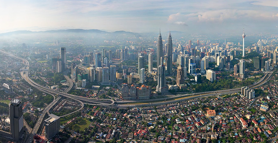 An aerial view of KualaLumpur, Malaysia 