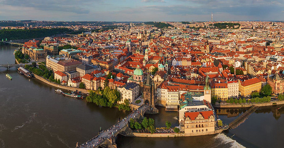  An aerial view of Prague