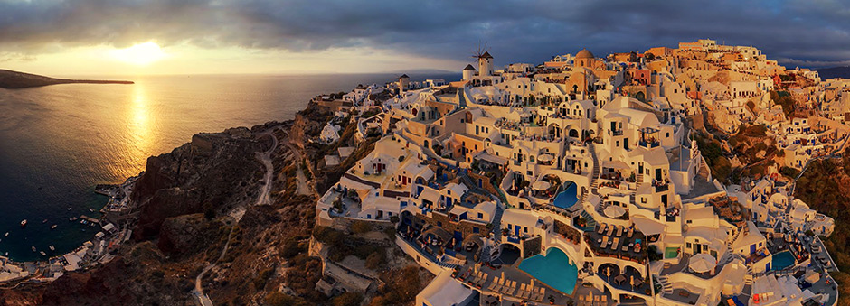  An aerial view of the Santorini Island, Greece